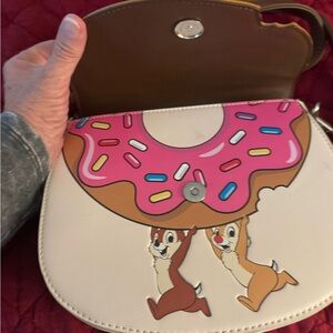 Lounge Fly Disney Chip and Dale Pink and Brown Crossbody Bag